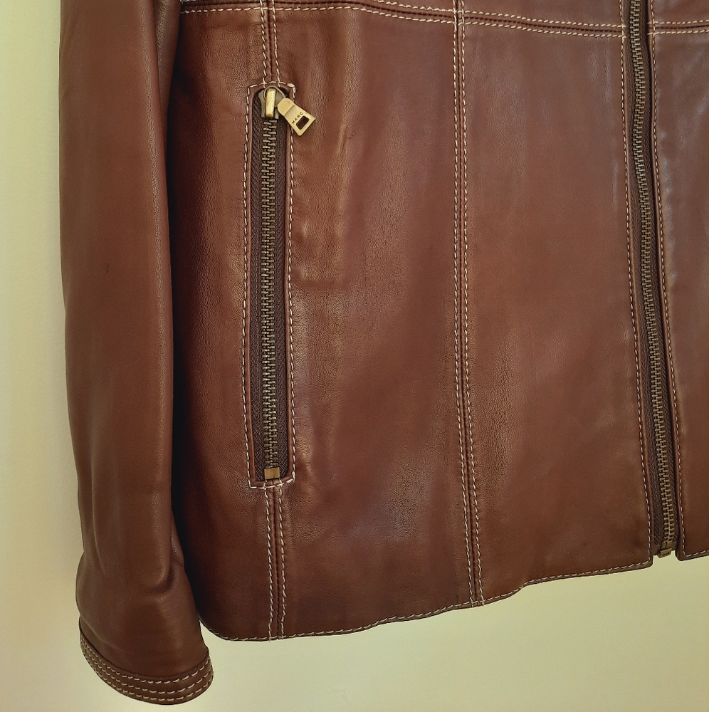 Marc New York brown soft leather removable lined insulated jacket size XL. - Picture 7 of 16